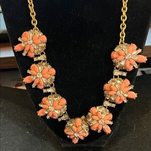 J Crew Floral Gold and Coral Necklace